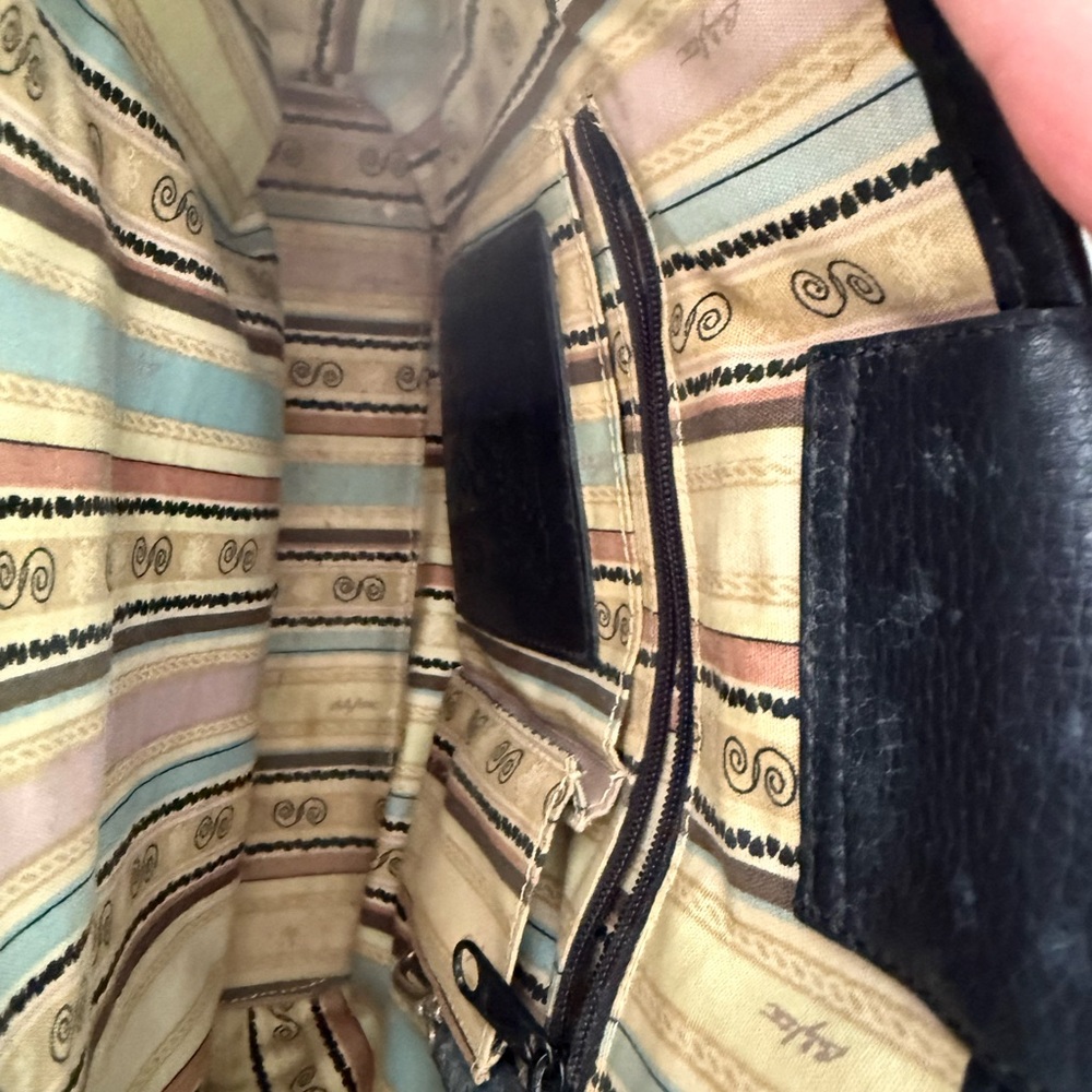 Vintage Brighton Straw & Leather Purse Tote Bag Woven Braided Straps-Tan Black - Picture 8 of 16